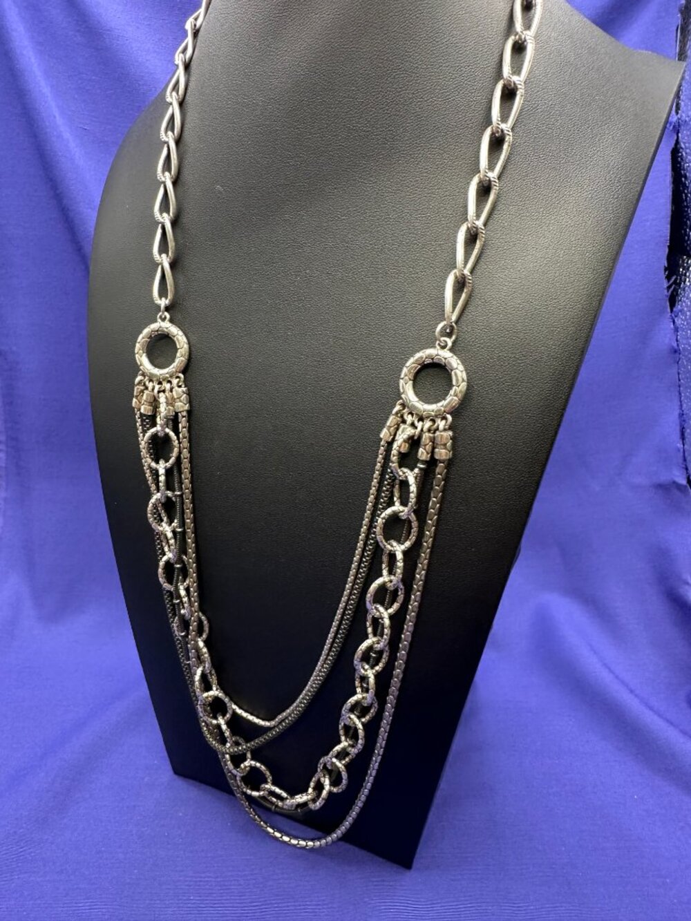 Brighton Pebble Cascade 5-Strand Gunmetal & Silver-Plated Chains - Picture 5 of 9